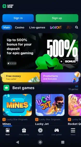 Lucky Star casino app for Android